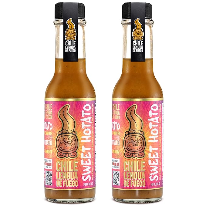 Hot Sauce | Chile Lengua de Fuego (Pack of 2, Sweet Hotato) – Sweet Potato & Passion Fruit Gourmet Hot Sauce with Cardamom & Coffee Liqueur