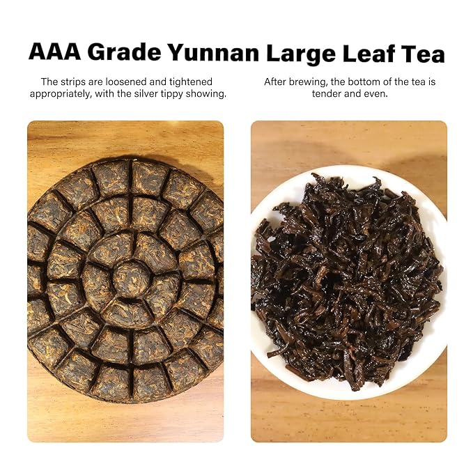 YUANSHENG Organic Puerh Tea Cake, USDA Certified Imperial Ripe Pu Erh Tea, Aged and Organic Chinese Yunnan Ancient Tree Pu-erh tea Chocolate Cake, Easy To Take Out, No Fishy, 6.34 Oz