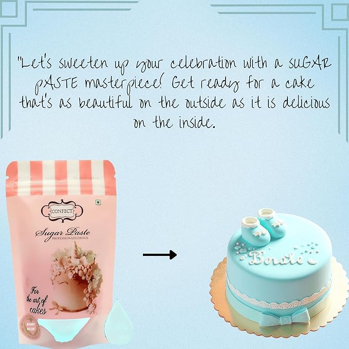 Confect Baby Blue Fondant for Cake Decorating Fondant, Smooth & Ready-to-Use Icing for Christmas Cakes, Cupcakes & Holiday Desserts | Vegan, Gluten-Free, Nut-Free, Palm Oil-Free ??8.8 Oz