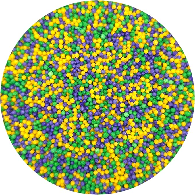 NCS Mardi Gras Purple, Yellow, & Green Edible Non Pareil Sprinkles, 8 ounces - Great for Cupcakes, Cookies, Cakes, Cakes Pops