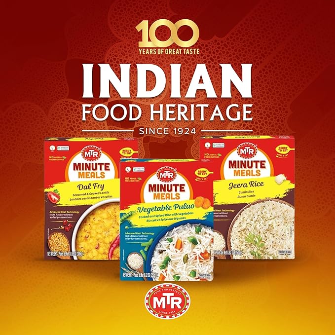 MTR Ready-To-Eat: Vegetable Pulao - Microwavable Rice Packs for Instant Meals - Delicious & Nutritious Rice Ready in Minutes - Suitable for Vegetarians with Natural Ingredients - (Pack of 6)