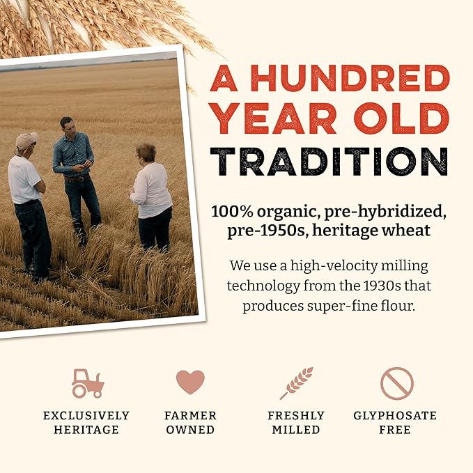 Sunrise Flour Mill Heritage Whole Wheat Bread Blend - 2 lb | USDA Organic All Purpose Flour Unbleached - Non-GMO, Kosher, Glyphosate Free, Ancient Grains, Bread Flour Organic.