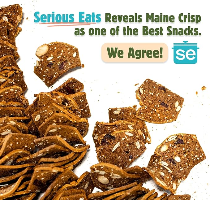 Maine Crisp Savory Fig & Thyme Crisps, 4 Pack, Vegan Gluten Free Crackers - Snack Crackers, Grain Free, Dairy Free, Non-GMO - Sweet & Savory Flavor, For Cheese Boards, Salad Toppings & Jams