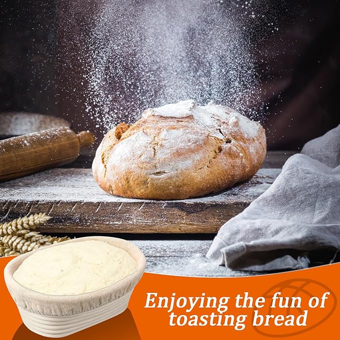 10 inch Oval Banneton Bread Proofing Basket Sourdough Bread Baking Supplies Set of 3 Sourdough Starter Kit Baking Gifts