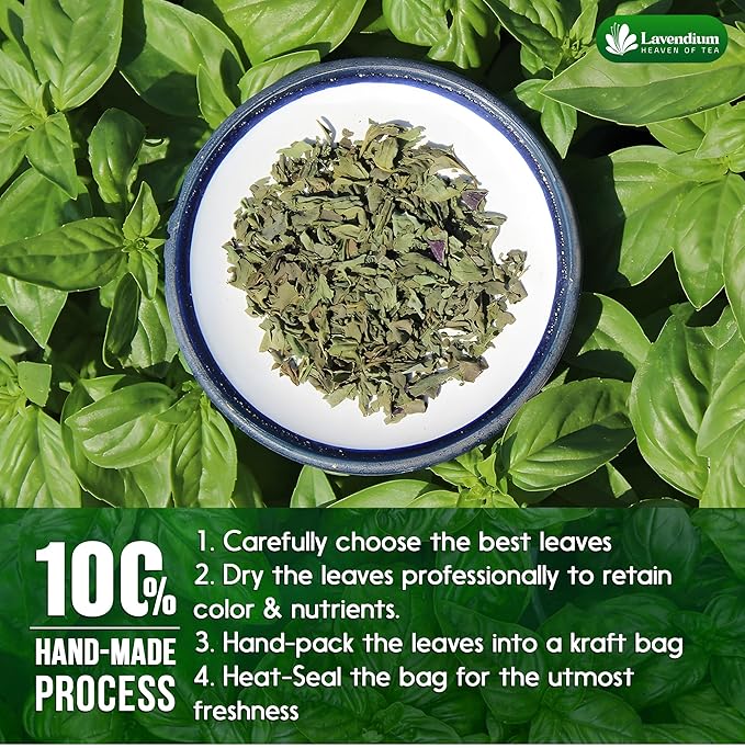 Lavendium, Premium 8oz Dried Basil ??100% Pure, Non-GMO, Gluten-Free, Vegan ??Aromatic Culinary Herb for Cooking, Garnish, and Seasoning ??No Additives or Preservatives ??Resealable Bag