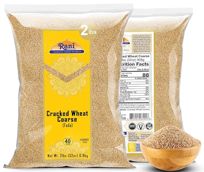 Rani Cracked Wheat Coarse (Fada/Bulgur Wheat#3) 32oz (2lbs) 908g ~ All Natural | Vegan | Gluten Friendly | NON-GMO | Kosher | Indian Origin