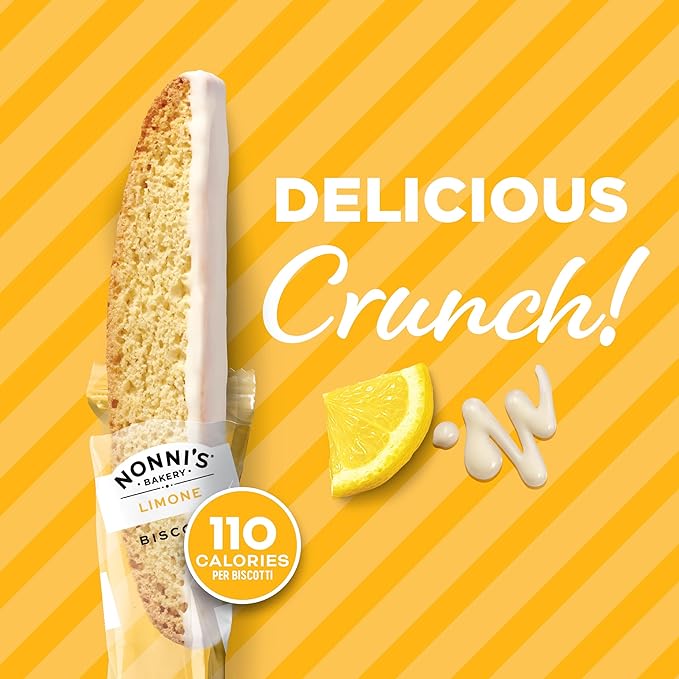 Nonni's Limone Lemon-Iced Biscotti Cookies ??Individually Wrapped Italian Tea-Time Snack, Crunchy Twice-Baked, 110 Cal Each, 21.5 oz Carton
