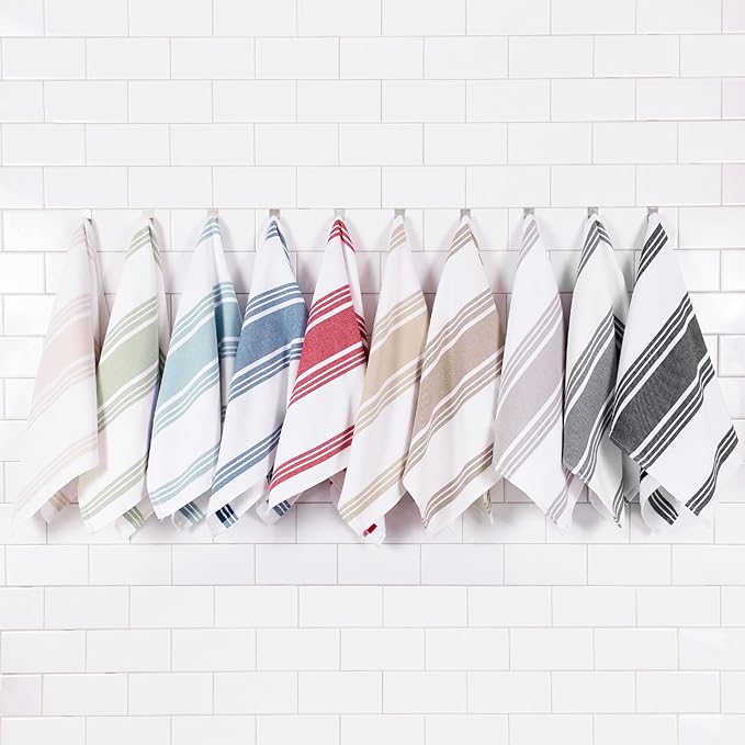 All-Clad Dual-Purpose Kitchen Towels: Highly Absorbent - 100% Cotton, 17"x30" Dish Towels for Cleaning & Drying Dishes & Glassware, 3-Pack, Chili