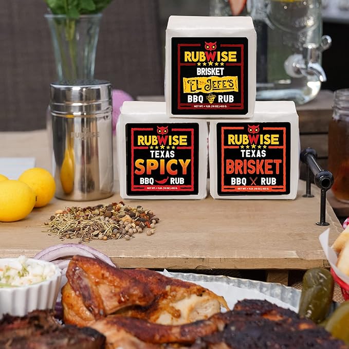 RubWise BBQ Brisket Rub Seasoning Gift Set (3 x 1 lb bags) - Barbecue Spices and Seasonings Variety Pack | Dry Spice for Any Meat & Smoker | Grilling Gifts for Men, Dad, Him, Her | Shaker Included