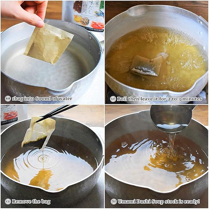 Chaganju Dashi - Umami Powder Soup Stock - Japanese Food, Bonito Flakes, Kelp, Mushroom, 8g×30pacs