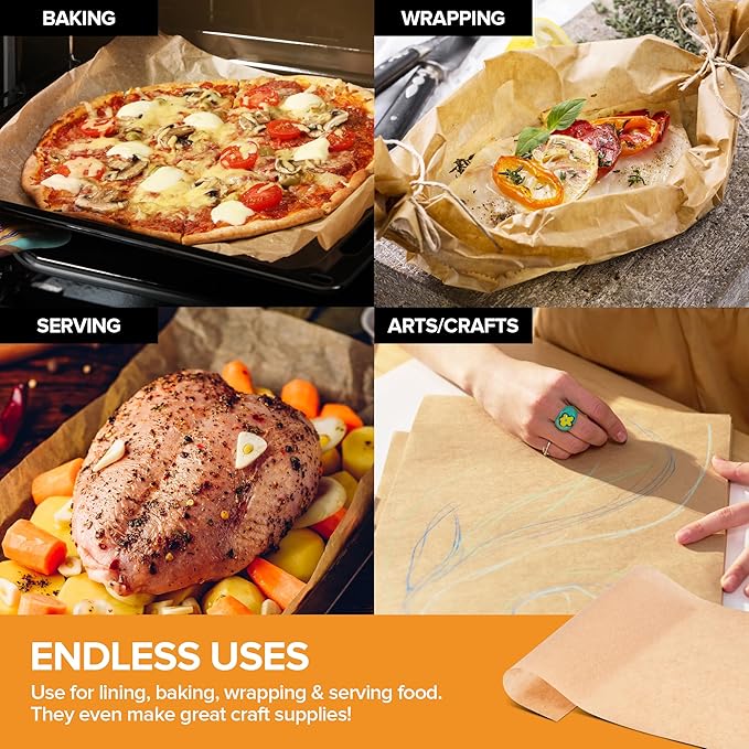 Stock Your Home 150 Ct Unbleached Parchment Paper Sheets, Pop Up Parchment Paper Sheets for Baking, Air fryer Sheets & Oven Liners FOr cookies, Bread, meat, Pizza (10.7?�x13.75??