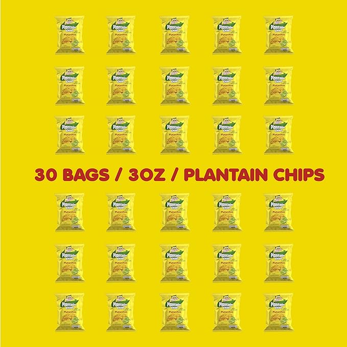 Mayté Plantain Chips – Lemon, 30 Individual Packs (3oz Each) – Non-GMO, Gluten-Free, Kosher, Healthy Snacks – No Preservatives or Artificial Colors