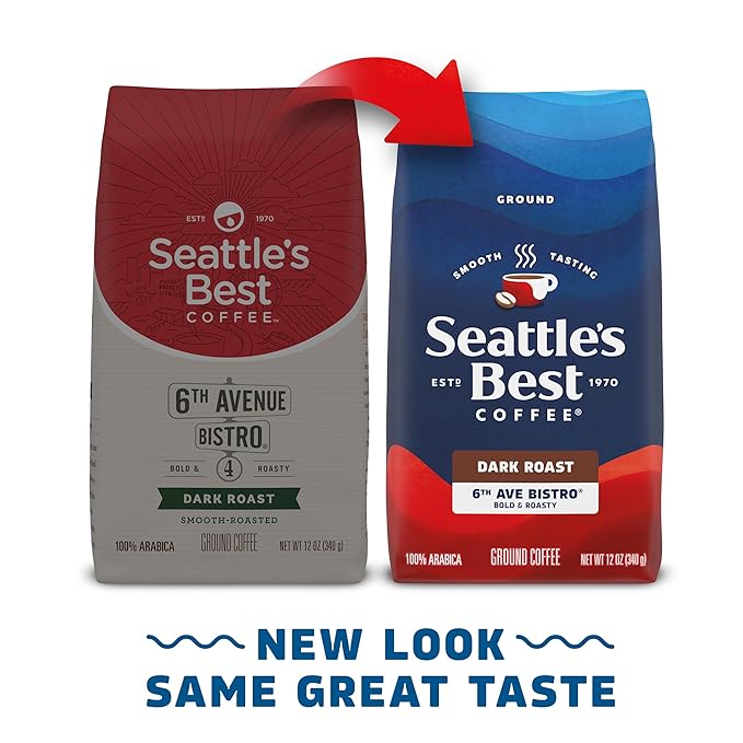 Seattle???Best Coffee, Dark Roast Ground Coffee, 6th Ave Bistro, 100% Arabica, 6 Bags (12 oz Each)