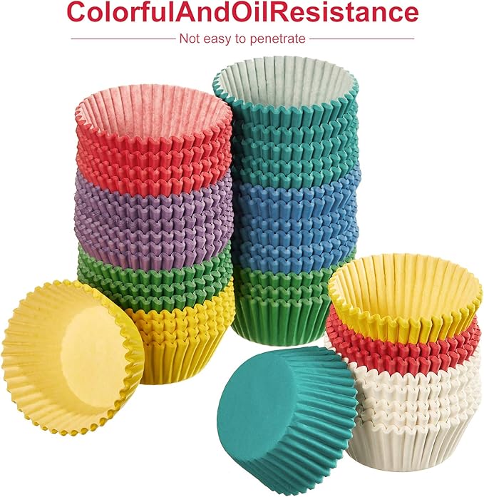 Zonon 1000 Counts Cupcake Liners for Baking Liners Paper Cupcake Wrappers Bulk Cup Cake Cases Muffin Baking Paper Cups for Candy Cooking(Assorted Colors,1.18 Inch-mini Size)