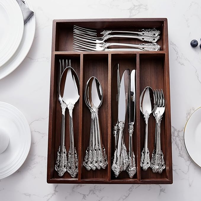 KEAWELL 2-Piece Gorgeous Large Serving Spoon, 18/10 Stainless Steel, Fine Large Serving Spoon, Sturdy Tablespoon, Dishwasher Safe, 9.4" (Silver)