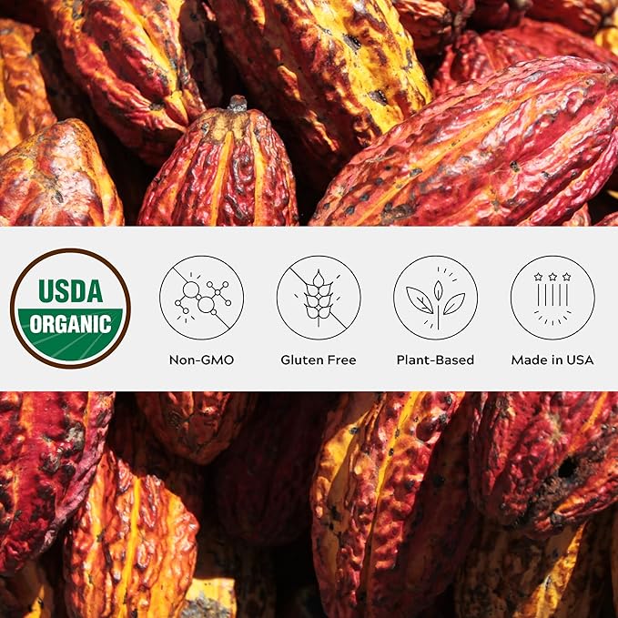 Organic Cacao & 8 Mushroom Immunity Powder ??Non-GMO, Vegan, Raw Rizek Cacao & Functional Mushrooms like Reishi, Chaga, Lion?™s Mane ??In Resealable Glass Jars