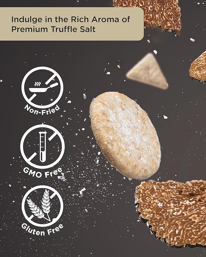Darda Truffle Salt Rice Chips - Air-Popped Crispy Rice Chip Snacks with Tuffle Flavor, Low-Calorie Ksnack, Non-Fried, Zero Cholesterol, Light & Crunchy Snack Packs (4.23oz)