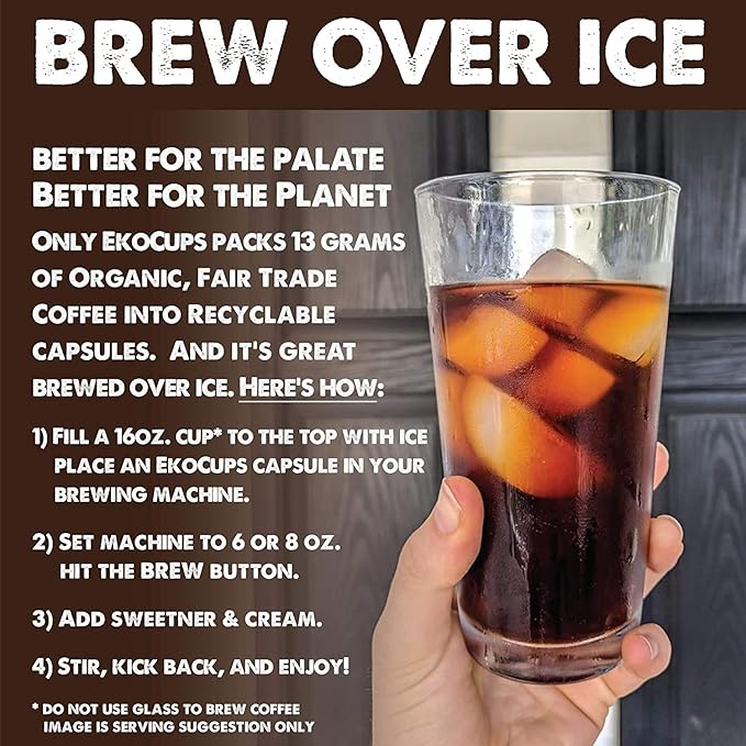 EKOCUPS Artisan Organic Bold Hot or Iced Coffee, Dark roast, in Recyclable Single Serve Cups for Keurig K-cup Brewers, 40 count