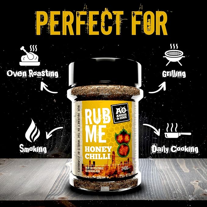 Angus & Oink | Honey Chilli Seasoning | Sweet & Spicy | Perfect for Chicken & Pork | Authentic Chinese Flavour | Gluten-Free & Vegetarian | Oven, Air Fryer & BBQ | 240g