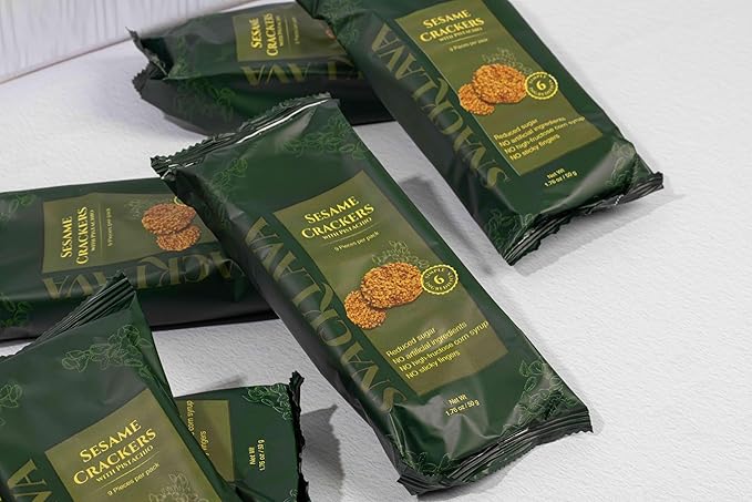Snacklava Sesame Pistachio Crackers ??6 Pack (9 Pieces per Pack) | All-Natural, Handcrafted Gourmet Snack | 5g Protein per Pack | Perfect for Charcuterie, Cheese Pairings & Gifting
