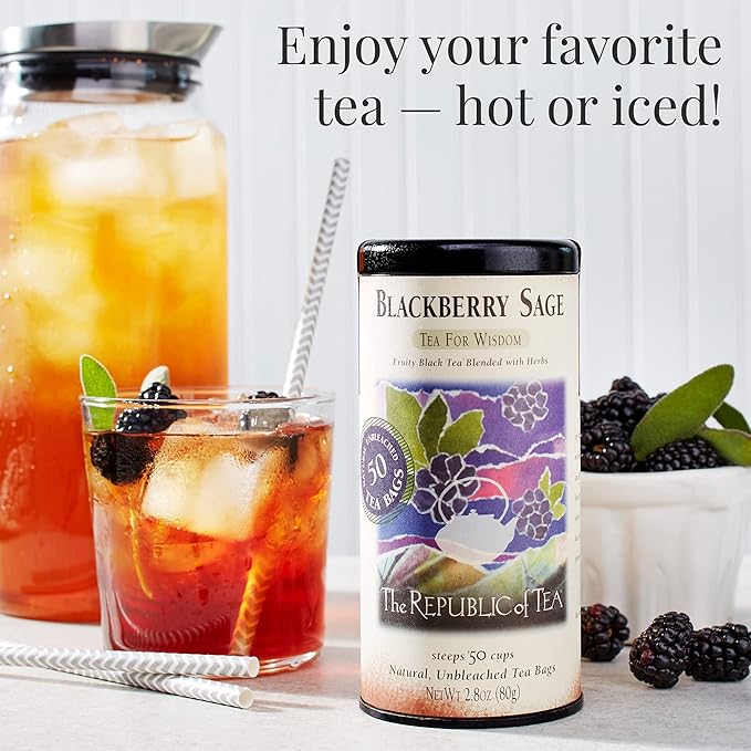 The Republic of Tea - Blackberry Sage Black Tea | 50 Tea Bags, Gourmet Black Tea