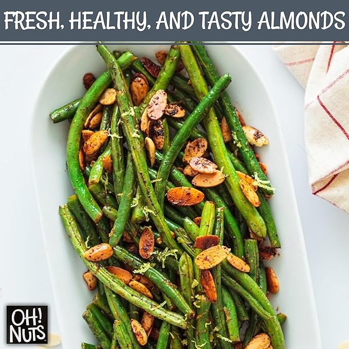 Oh! Nuts Almonds Blanched Sliced - Raw - 100% Natural - 1.5 lb - High-Protein Almonds - Packed in New York Zip-Seal Bag for Exceptional Freshness