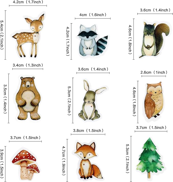 40Pcs Edible Animal Cupcake Toppers Wafer Paper Woodland Cupcake Toppers Picks for Animal Drink Topper Baby Shower or Birthday Party Decoration