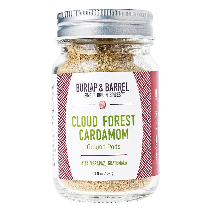 Burlap & Barrel Cloud Forest Cardamom – Sweet & Tart Cardamom Pods with Notes of Summer Fruits & Fresh Herbs – Spice & Powder – As Seen On Shark Tank -1.9oz Glass Jar