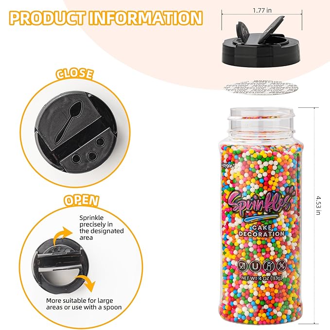 Yellow Nonpareils Sprinkles, Sujoygar 4oz Edible Cake Sprinkles for Ice Cream Toppings Cupcake Chocolate Decoration, Wedding Party Cookies Baking Dessert Food Supplies