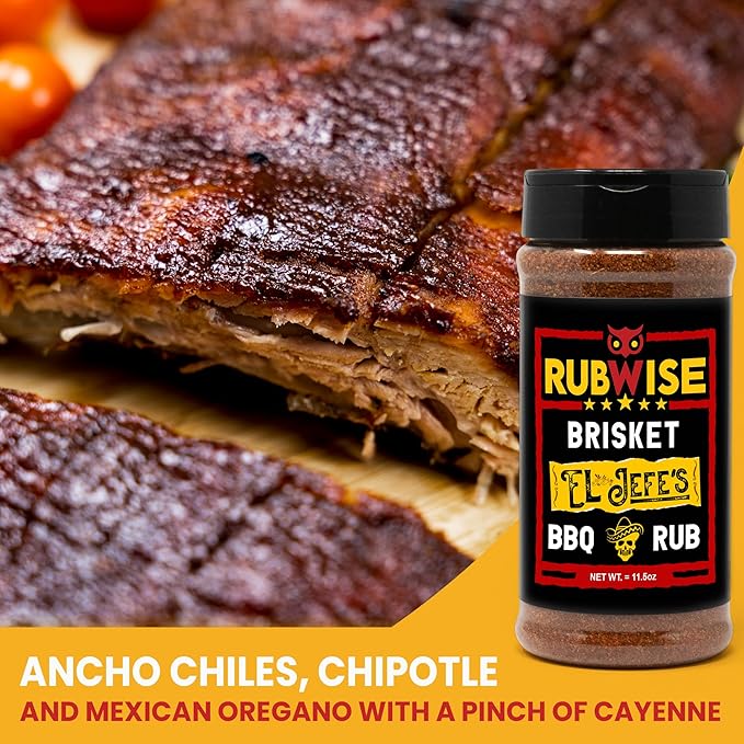 RubWise Texas Style Brisket Rub - El Jefe | Dry BBQ Rubs and Spices for Smoking & Grilling | Barbecue Meat Seasoning with Authentic Texan Flavor | Great on Beef, Steaks, Ribs & Burgers | 11.5oz