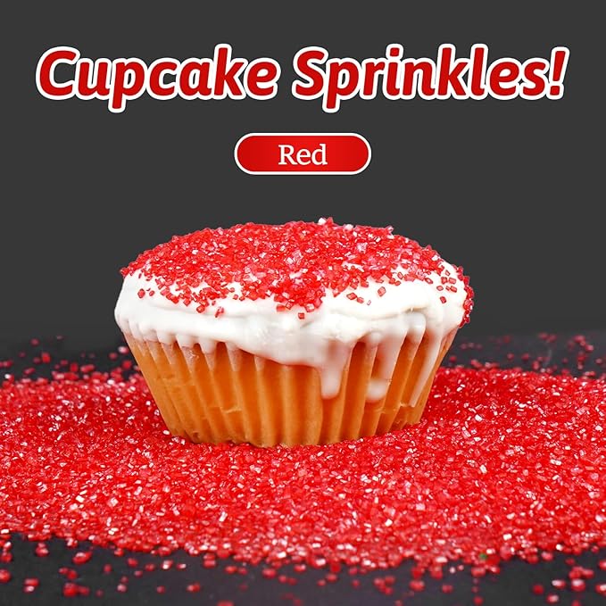 Christmas Red Sprinkles, Sanding Sugar, Food Grade, 150g, Edible Sprinkles for cupcake decorating, Cake Toppers, Sprinkles Decoration, Ice Cream, Wedding Party Valentines Halloween Christmas Supplies