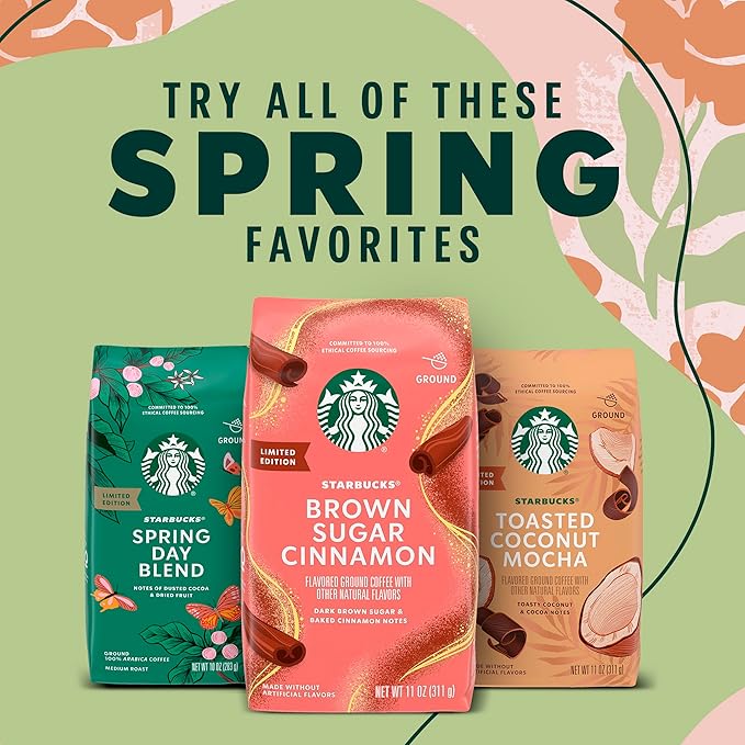 Starbucks Ground Coffee, Medium Roast Coffee, Spring Day Blend, 100% Arabica, Limited Edition, 6 Bags (10 Oz Each)