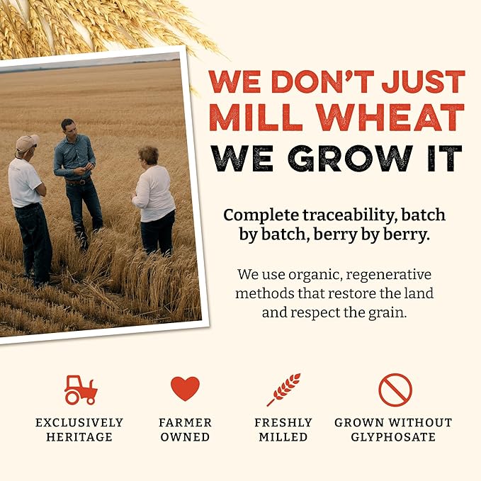 Sunrise Flour Mill Heritage Hard Red Wheat Berries (Turkey Red) (400 Ounce (Pack of 1)) Certified Organic | Non-GMO | Unprocessed | Vegan | Kosher | Shelf-stable Whole Wheat Berries Organic