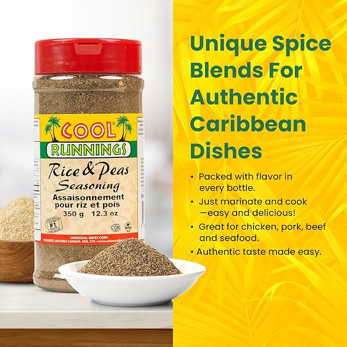 Cool Runnings Rice & Peas Seasoning, 350g - Traditional Jamaican Spice Blend for Authentic Rice and Peas, Ideal for Coconut Rice and Kidney Beans