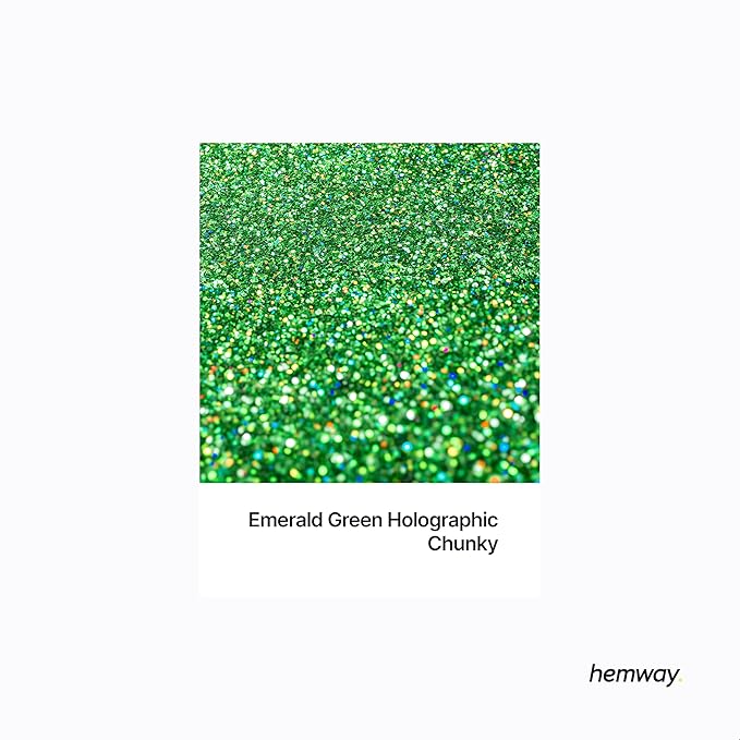 Hemway Premium Glitter Shaker - Emerald Green Holographic | 130g Chunky Metallic Flake Sequins for Resin & Epoxy Crafts | Craft Supplies for Tumblers, Festival, Art