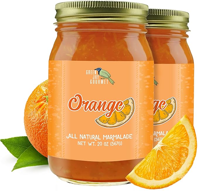 Green Jay Gourmet Orange Marmalade – All-Natural Orange Jam – Vegan, Gluten- free Marmalade - Contains No Preservatives or Corn Syrup – Made in USA Orange Jelly – 2 x 20 Ounces
