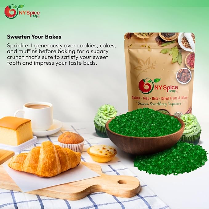 NY Spice Shop Green Sanding Sugar - 3 Pound Sweet Colorful Edible Sprinkles For Candy Dish - Sugar Sprinkles For Cake Decorating Cookies Basket & Dishes