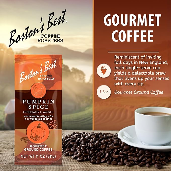 Boston???Best Gourmet Ground Coffee ??Pumpkin Spice Flavored Coffee ??Medium Roast ??11 oz