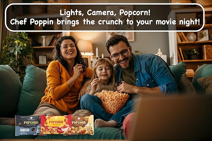 CHEF POPPIN Asian-Style Gourmet Flavored Popcorn, Non-GMO Corn, All Natural, Chili & Spice, 50g, 1.76 oz