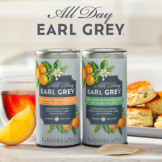 The Republic of Tea ??All Day Earl Grey Orange Marmalade Decaf Black Tea, Naturally decaffeinated, 36 Tea Bags