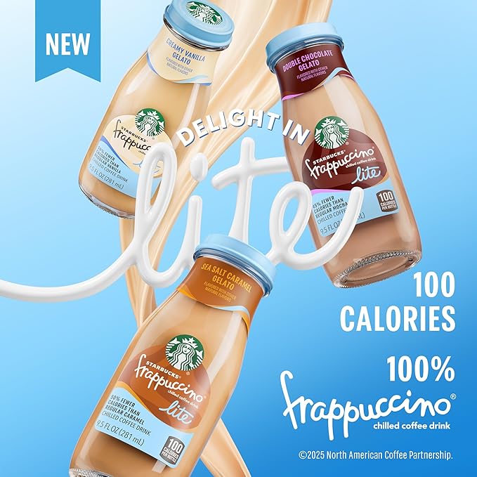 Starbucks Frappuccino Lite, Sea Salt Caramel Gelato, 9.5 Fl Oz Bottles (Pack of 12)