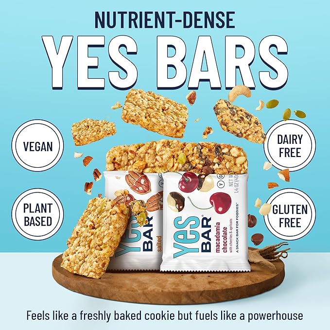 The YES Bar ??Six Flavor Variety Pack ??Plant Based Protein, Decadent Snack Bar ??Vegan, Paleo, Gluten Free, Dairy Free, Low Sugar, Healthy Snack, Breakfast, Low Carb, Keto Friendly (Pack of 6)