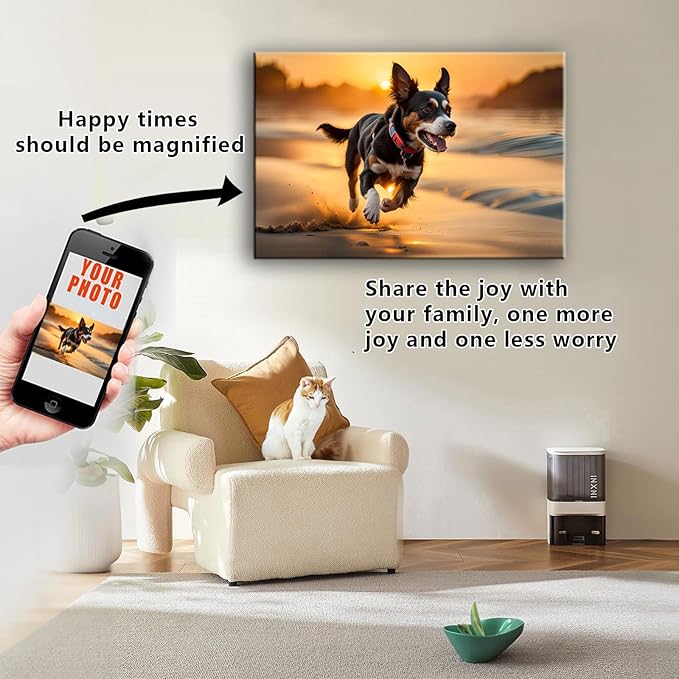 Hoopwarte Custom Canvas Prints with Your Photo, Pictures on Canvas Transform Photos into Stunning Framed Wall Art-Personalized Prints Pictures Wall Art Decor(24L?쐘16W 60x40cm)