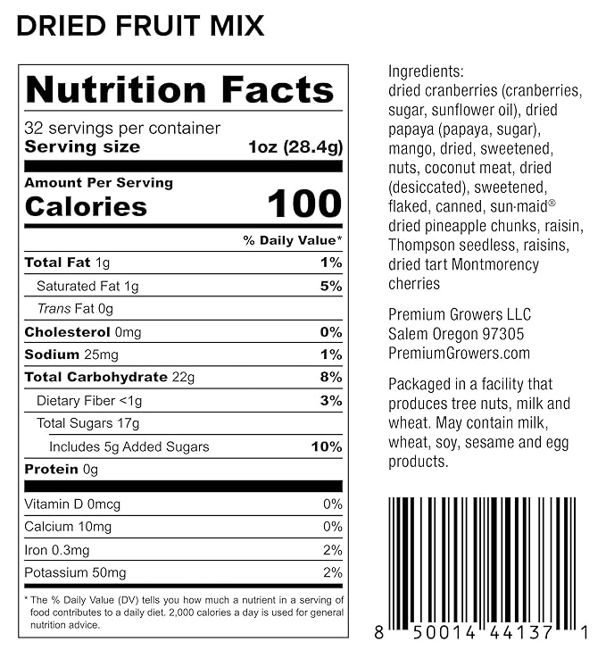 Oregon Premium Growers Healthy Choice Dried Fruit Snacks, 32oz – Natural Trail Mix with Cranberries, Mango, Coconut, Raisins, Oregon Crafted Especially for You