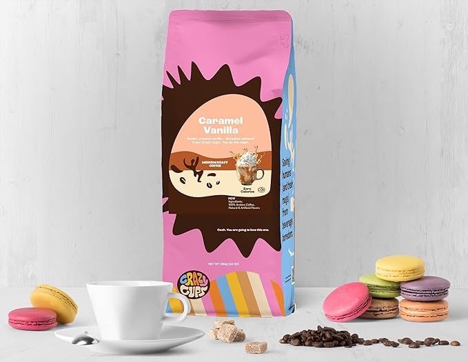 Crazy Cups Flavored Ground Coffee Variety Pack, Includes Cinnamon French Toast, Caramel Vanilla, Pumpkin Caramel Spice, in 10 oz Bags, For Brewing Flavored Hot or Iced Coffee, Variety 3 Pack
