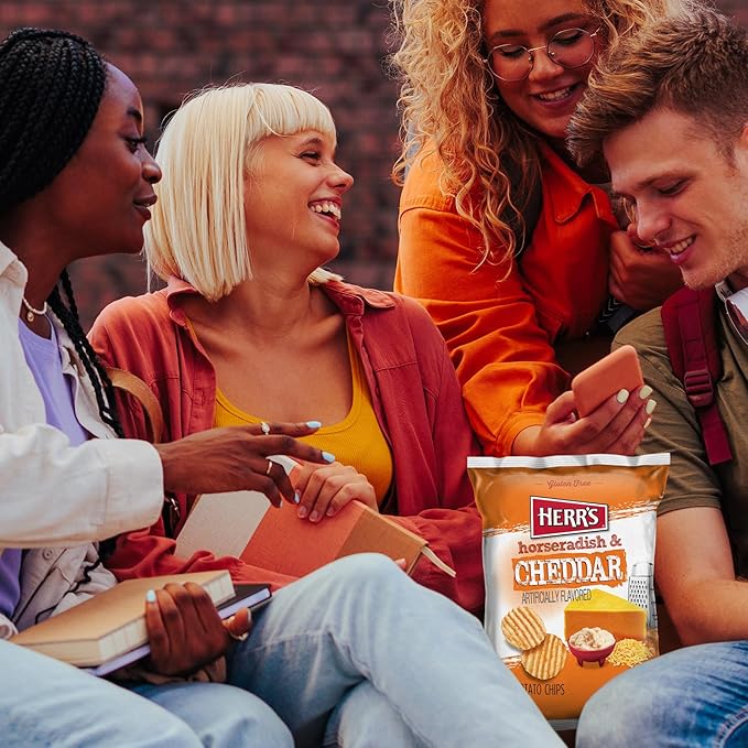 Herr???Horseradish Cheddar Potato Chips, 6 Oz Bag, Gluten Free, Bold and Tangy (Pack of 12)