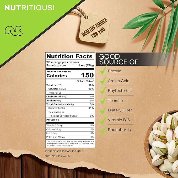 NUT CRAVINGS - Roasted & Lightly Salted Turkish Pistachios Antep (32oz - 2 LB) Packed Fresh in Resealable Bag - Nut Snack - Food Assortments
