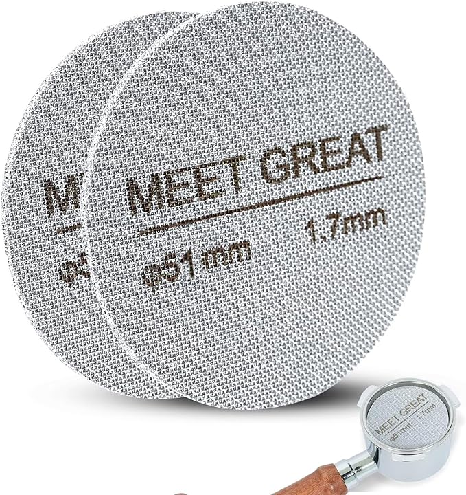 Meet Great- 2 Packs 51mm Espresso Puck Screen, 1.7mm Thickness 150?œm 316L Stainless Steel, Upgraded Reusable Coffee Filter Screen for 51mm Breville Portafilter Filter Basket