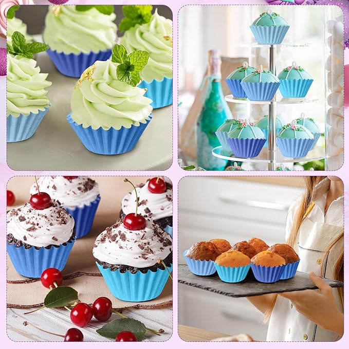Zonon 1000 Counts Cupcake Liners for Baking Liners Paper Cupcake Wrappers Bulk Cup Cake Cases Muffin Baking Paper Cups for Candy Cooking(Blue,1.18 Inch-Mini Size)