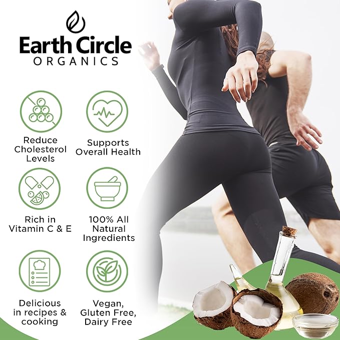 Earth Circle Organics Premium Ultra-Pure UNREFINED Cold Pressed Organic Extra Virgin Coconut Oil - Gluten-Free, Keto & Paleo Friendly - Pure Oil for Skin & Hair Care, Cooking, Baking & More - 5 Gallon